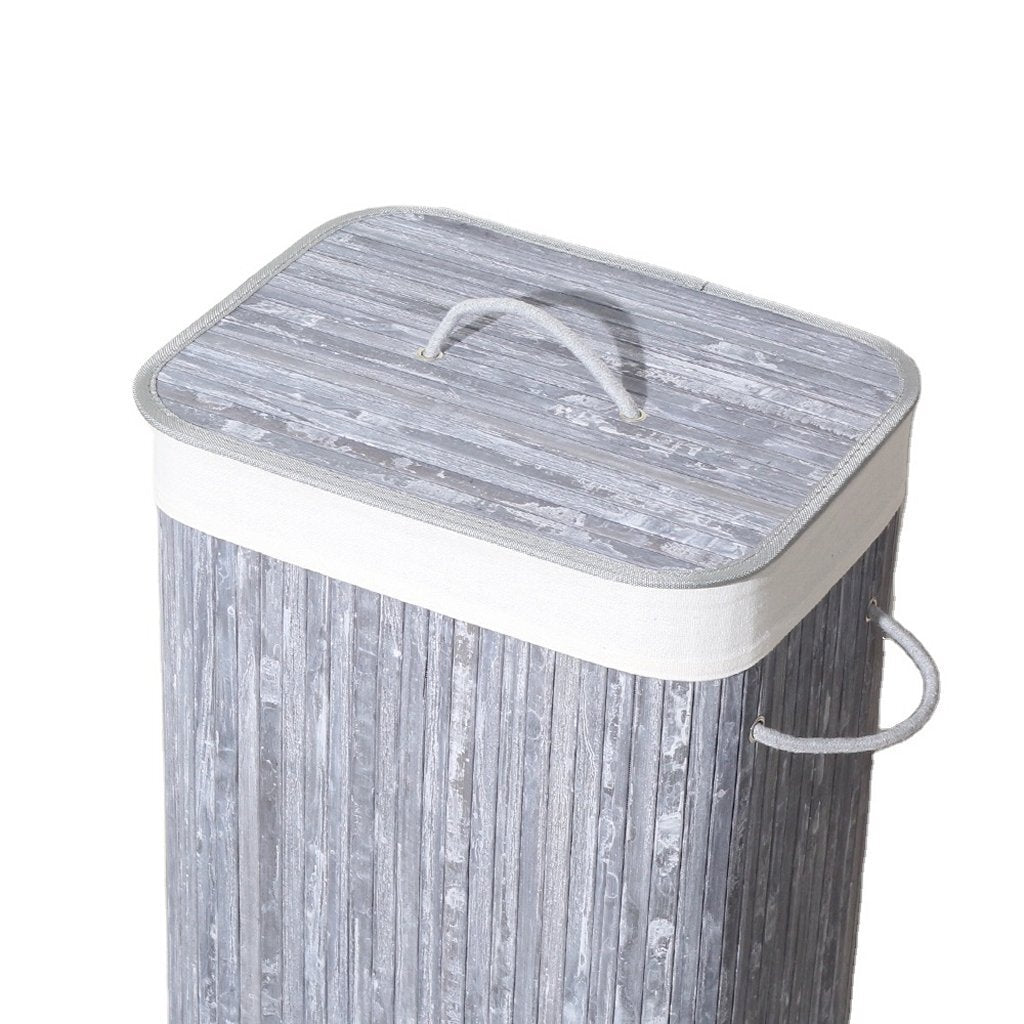 HomeStyle Pro Homestyle Rectangular Bamboo Lavandry Baster 40x30x60 cm blanco gris
