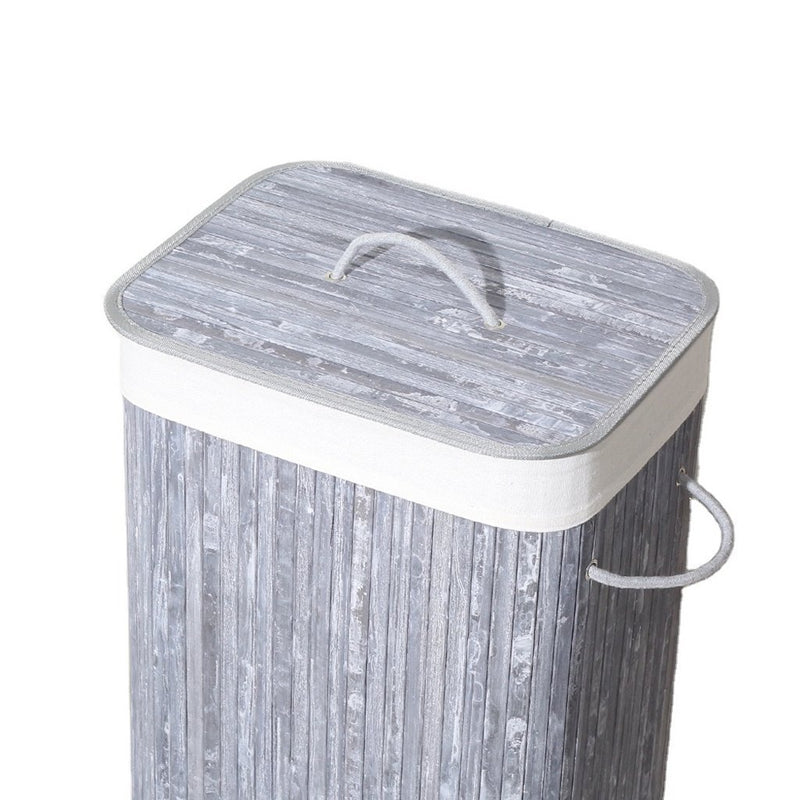 HomeStyle Pro Homestyle Rectangular Bamboo Lavandry Baster 40x30x60 cm blanco gris
