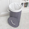 HomeStyle Pro Homestyle Round Round Bamboo Bamboo Lavandry Canasta de lavandería 35x50 CM Gray White