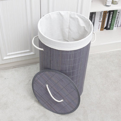 Homestyle Pro Homestyle Homestyle pieghevole cesto di lavanderia in bambù 35x50 cm bianco grigio