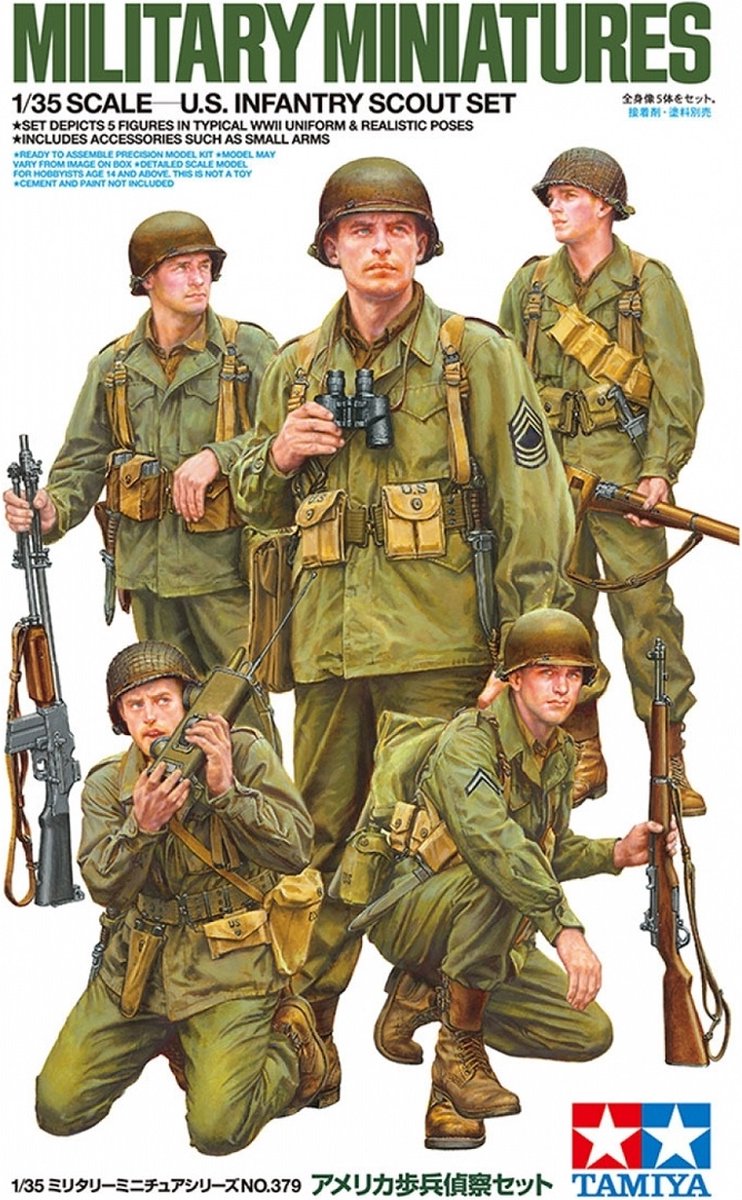 Kit de construcción de maquetas de vehículos militares Tamiya - 35379 set de exploradores de infantería estadounidense - 5 figuras de plástico - 1:35 - fabricación de modelos
