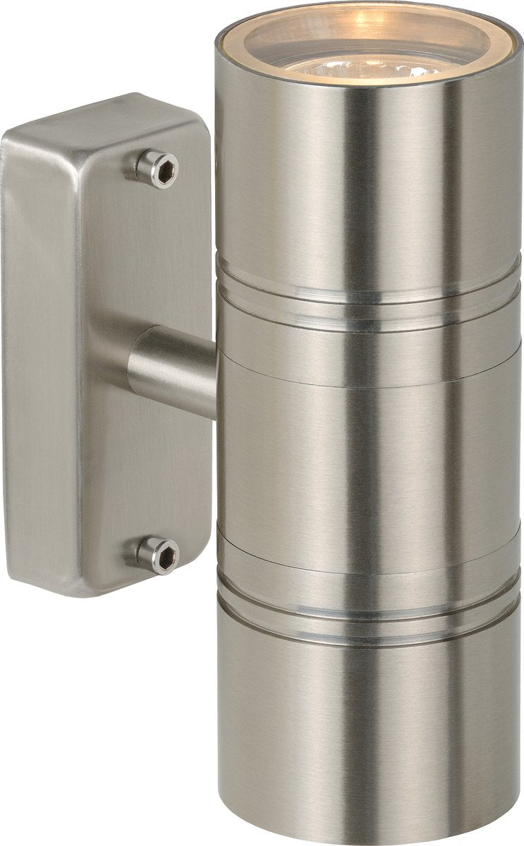 Lucide arne-led - aplique interior exterior - ø 6,3 cm - led - gu10 - 2x5w 2700k - ip44 - cromo mate