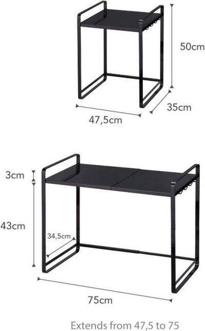Yamazaki countertop organizer extendable - tower - black
