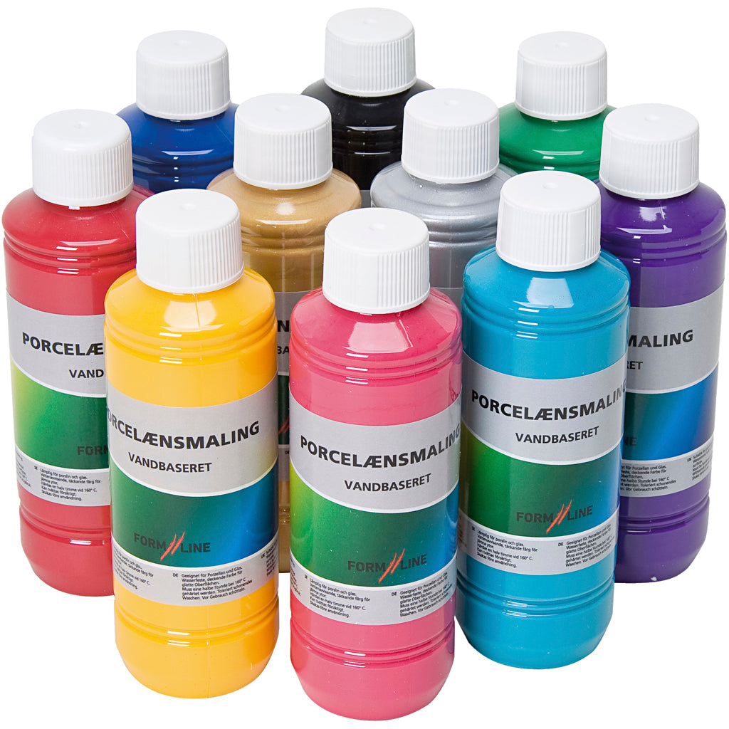 Creative Company Glass and Porcelain Paint, vari colori, 10x250 ml 1 scatola