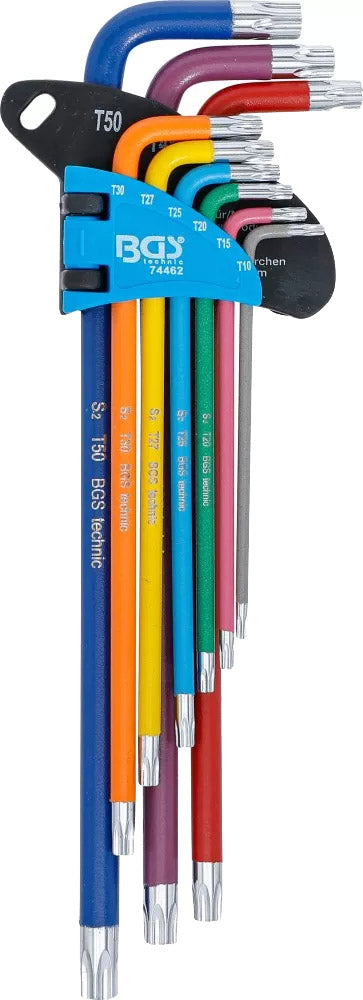 Set chiavi esagonali Bgs technic extra lunghe per torx con foro Set da 9 pezzi