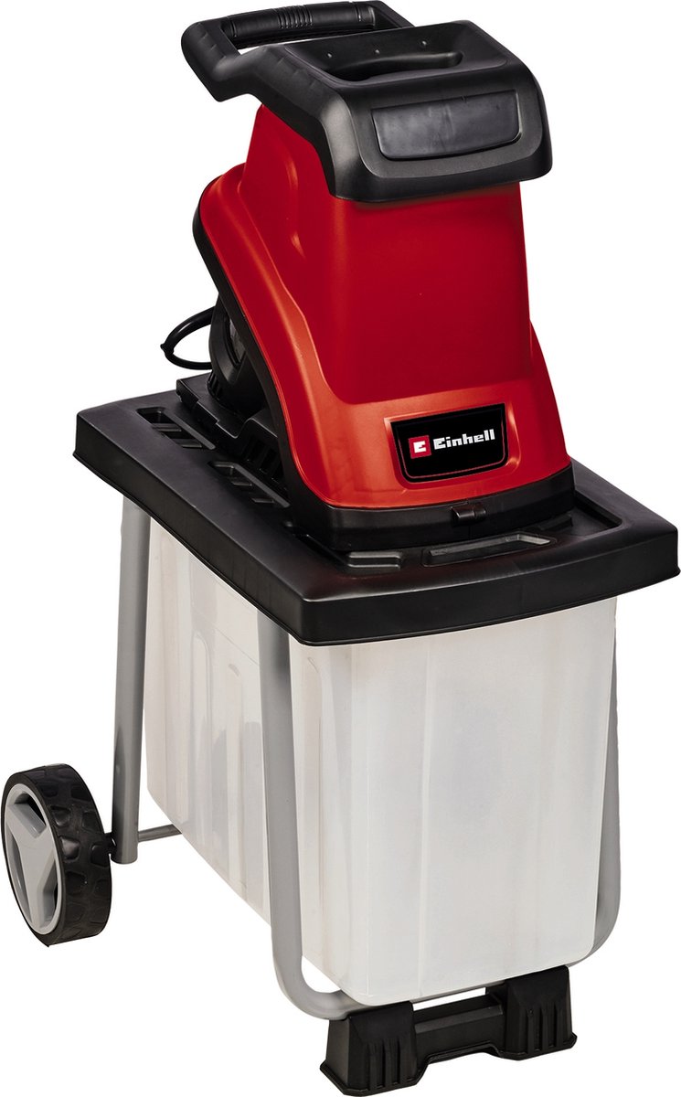 Tritatutto elettrico Einhell GC-KS 2540 CB - 2500 W - max. spessore ramo: ø40 mm - contenitore di raccolta da 55 l - 2 lame reversibili in acciaio speciale - incl. pratico bastoncino di spinta