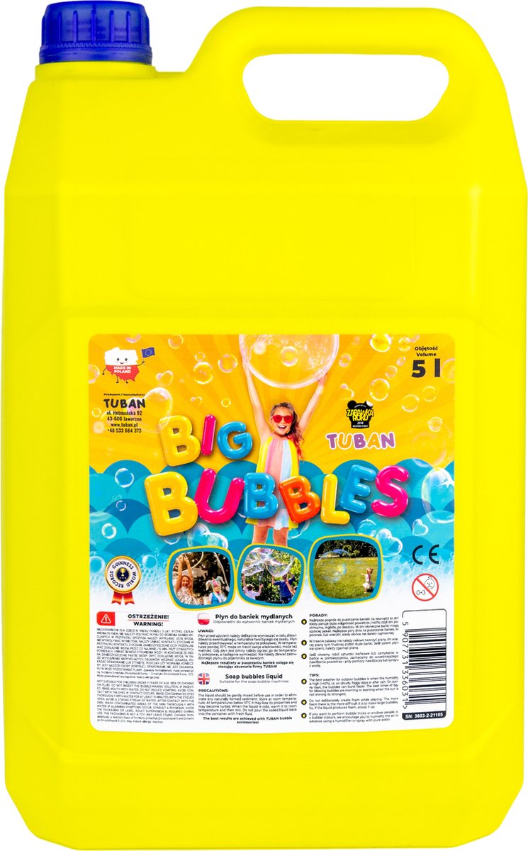 Tuban bellenblaas vloeistof - grote bellen - 5 liter navulling.
