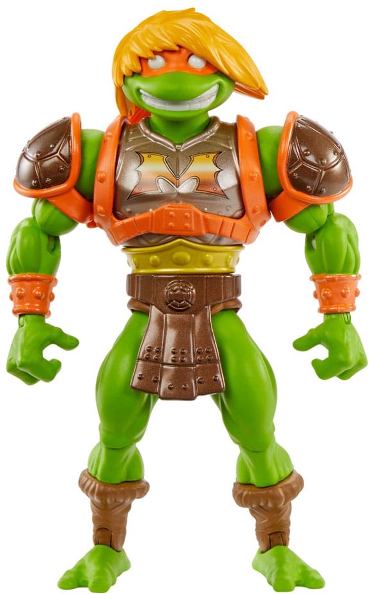 Mattel Motu x TMNT: Action figure Tartarughe di Grayskull Michelangelo Action figure da 14 cm