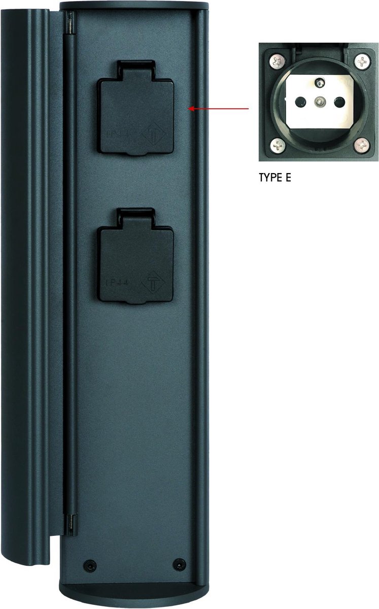 Lucide powerpoint - buitenstopcontact zuil - stopcontacten met penaarde - type e - fr, be, pol, svk cze norm - ø 10 cm - ip44 ? antraciet