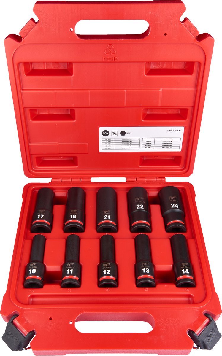 Accesorios Milwaukee juego de llaves de vaso Shockwave | 10 piezas - 4932480457