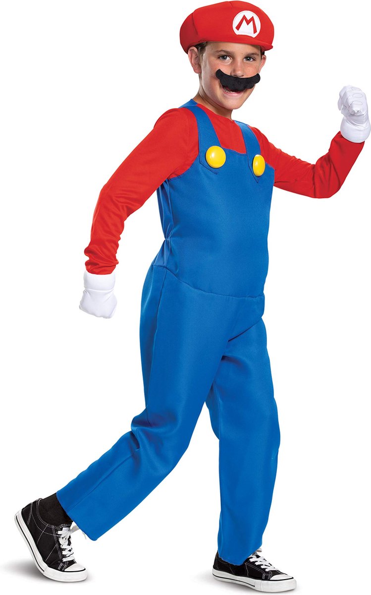 Disfraz oficial de lujo de Nintendo Super Mario para niños, disfraz de Mario para niños, Halloween, cumpleaños, día mundial del libro, semana, disfraz de Mario Bros para niños medianos