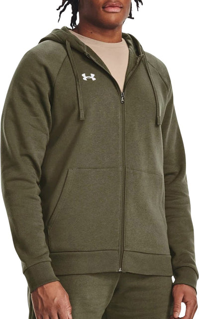 Under Armour UA Rival Fleece FZ Sudadera deportiva con capucha Hombre - Verde - Blanco