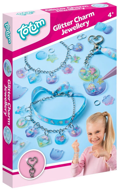 Realizza braccialetti con ciondoli adesivi glitterati Totum e portachiavi con principesse e unicorni kawaii - crea gioielli 2 bracciali e ciondoli