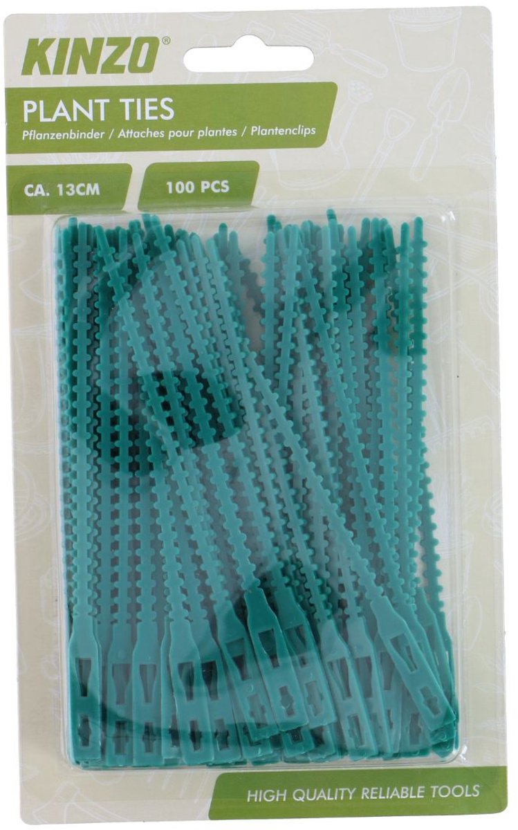 Kinzo plantbinders plant ties - plantenclips voor planten vastbinden - plantenbinder voor plantensteunen - tuinclips voor klimplanten clips - 100 stuks - ca. 13 cm - groen