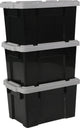 Scatola portaoggetti Iris Powerbox - 21 l - plastica - nero grigio - set di 3