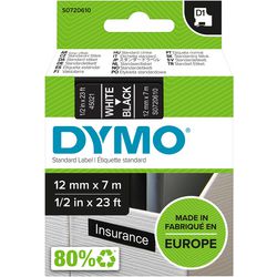 Nastri dymo d1 poliestere 12mmx7m bianco-nero lucido