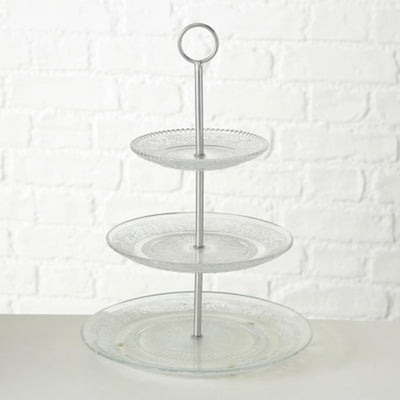 Boltze home etagere rilievo in vetro h35cm