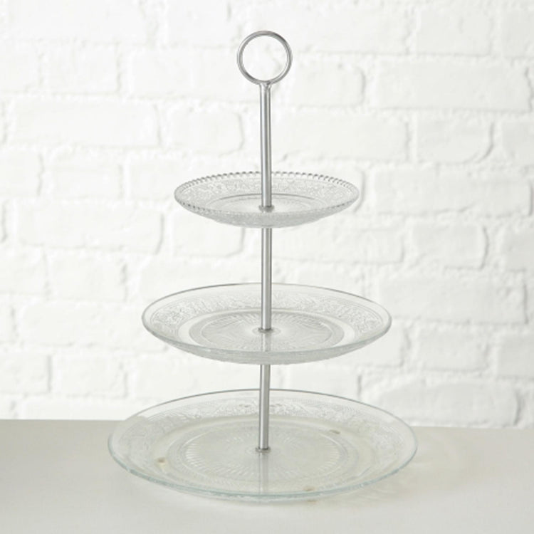 Boltze home etagere rilievo in vetro h35cm