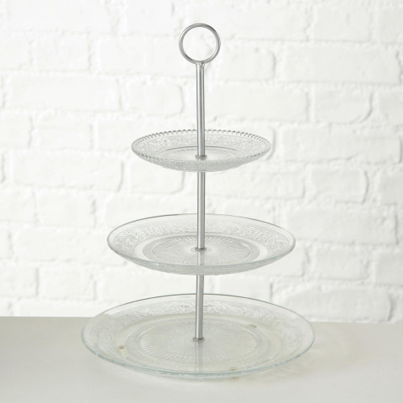Boltze home etagere rilievo in vetro h35cm