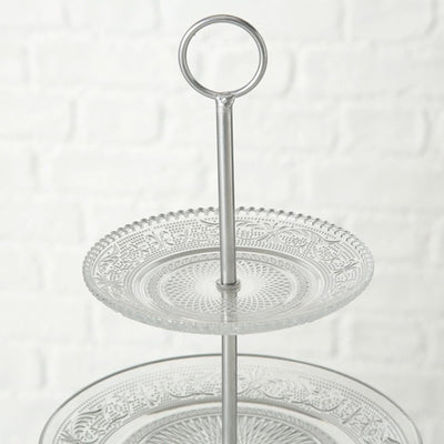 Boltze home etagere rilievo in vetro h35cm