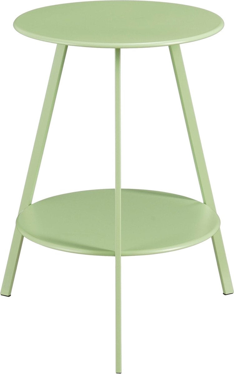 Tavolino con decorazioni Mica per esterno - h58 x ø46 cm - metallo - verde menta