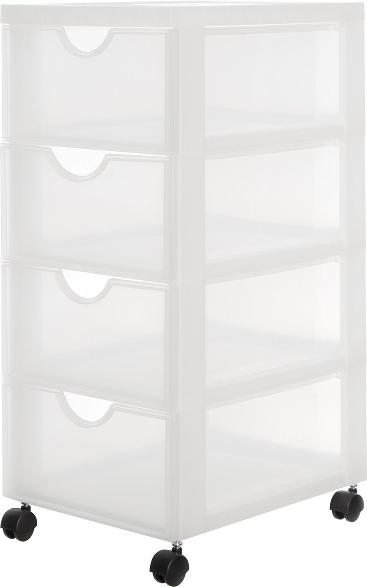 Cassettiera Iris easygrip chest - 4 cassetti x 11,25 l - plastica - bianco trasparente - con ruote