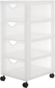 Cassettiera Iris easygrip chest - 4 cassetti x 11,25 l - plastica - bianco trasparente - con ruote