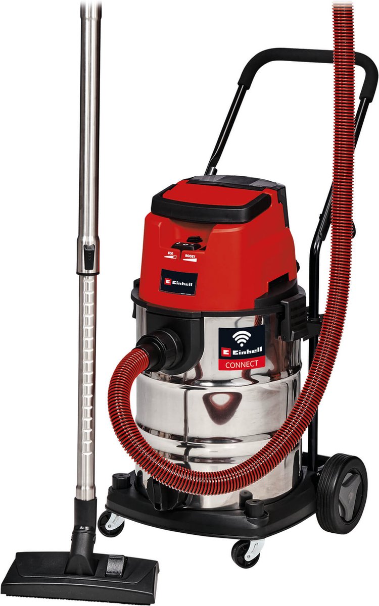Aspirador en seco y húmedo a batería profesional Einhell tp-vc 36 30 s auto li solo - power x-change - 36 v li-ion - 30 l - modo eco boost - 100 150 mbar - función de conectividad - incl. Juego de accesorios de 11 piezas - excl. batería y cargador