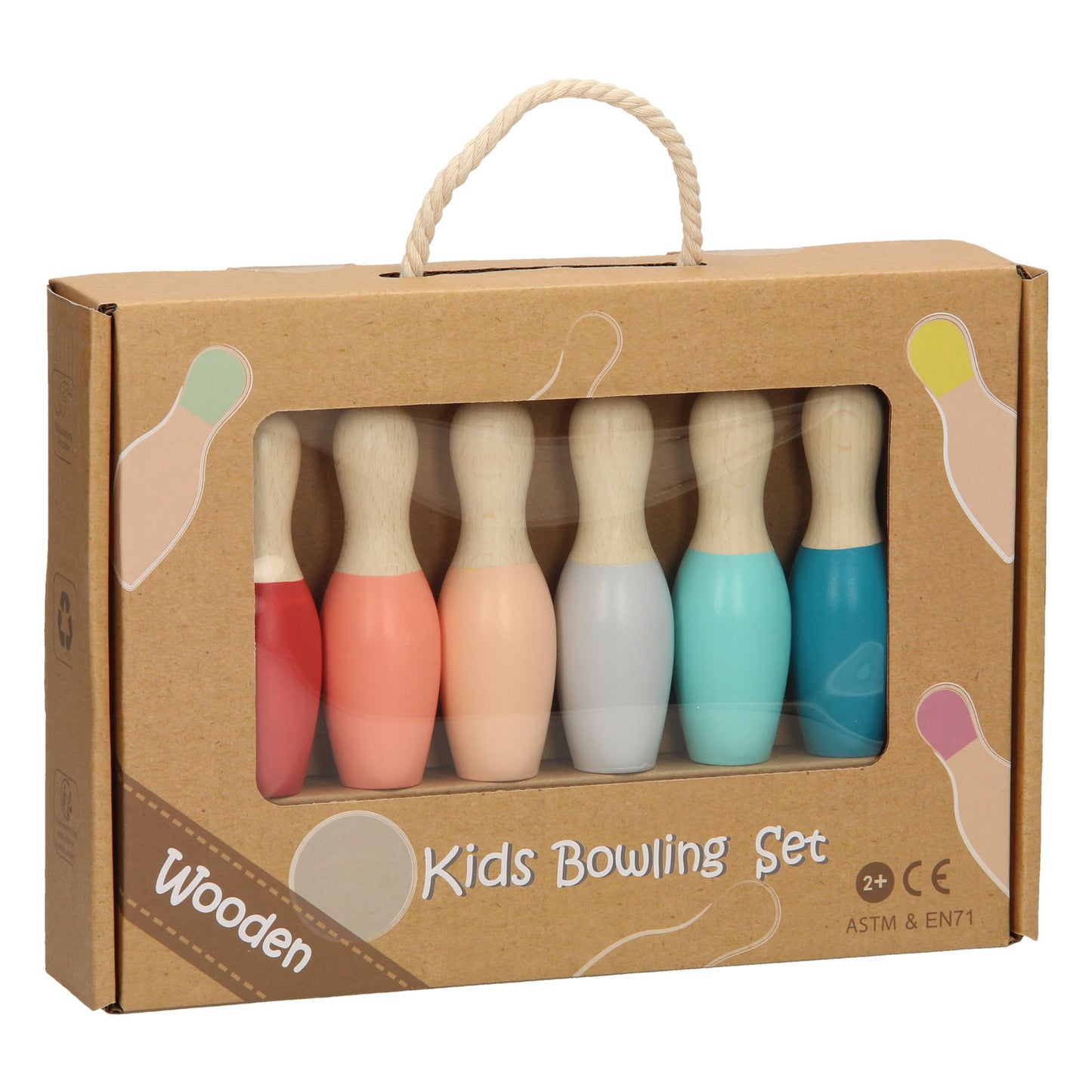 Juego de boliche para niños de madera pastel