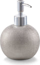 Zeller zeeppompje dispenser - keramiek - zilver glitter - 14 cm