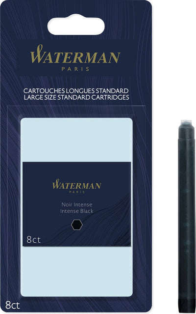 Waterman -cartucce d'inchiostro per penne stilografiche | lungo internazionale | nero intenso | 8 cartucce d'inchiostro