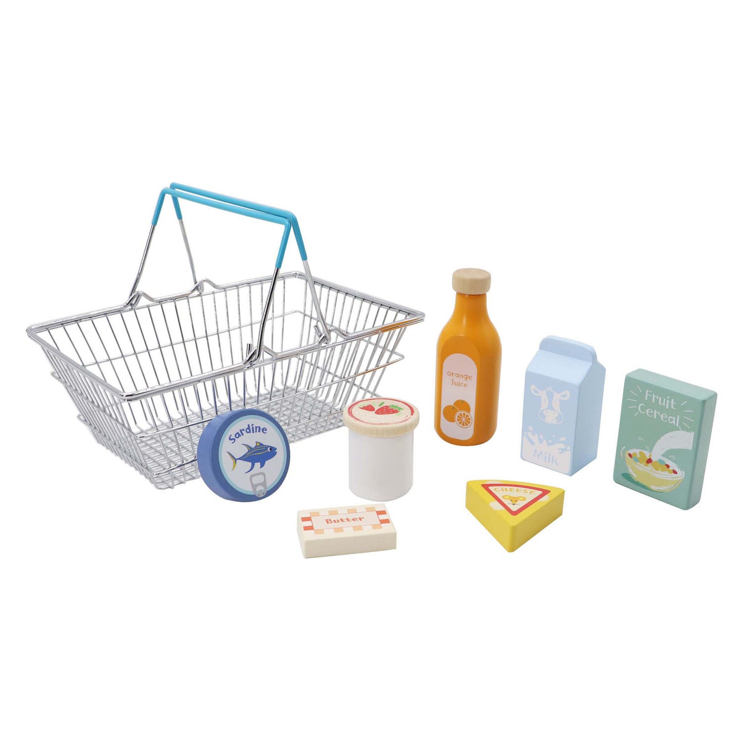 Juego de comestibles de madera.
