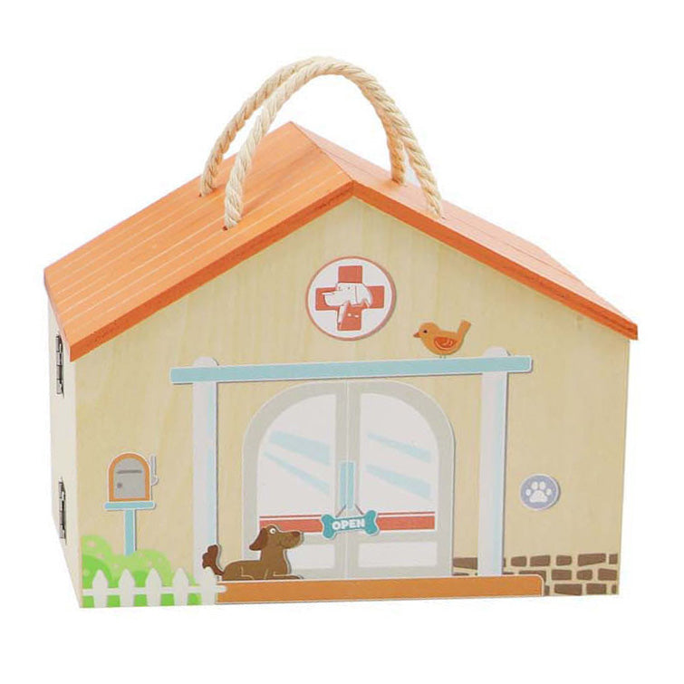 Set da gioco veterinario in legno, 13 pezzi.