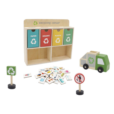 Juego de juegos de centro de reciclaje de madera