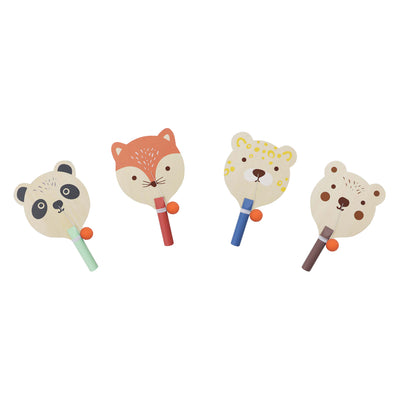 Animale con palla da paddle in legno