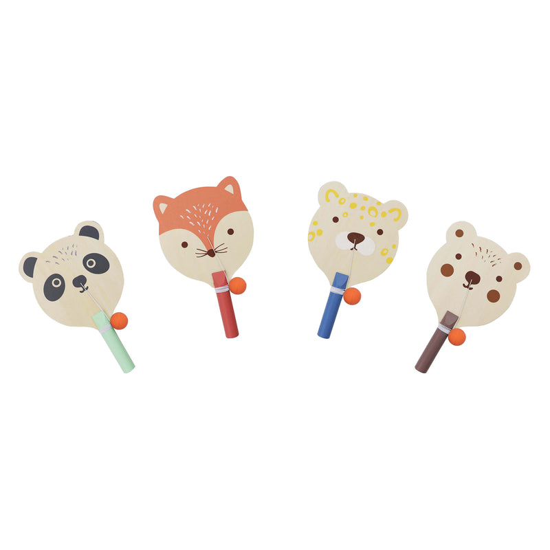 Animale con palla da paddle in legno