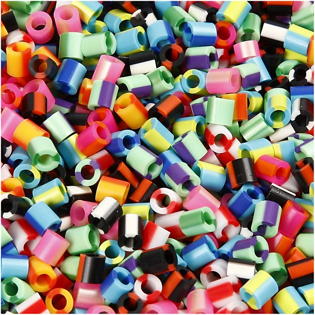 Cuentas para planchar Nabbi, medidas 5x5 mm, medida de agujero 2,5 mm, medianas, raya, 10000 div 1 caja