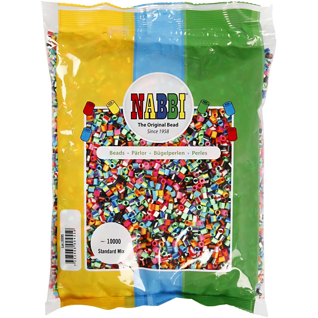Nabbi iron on beads, size 5x5 mm, hole size 2.5 mm, medium, stripe, 10000 div 1 box