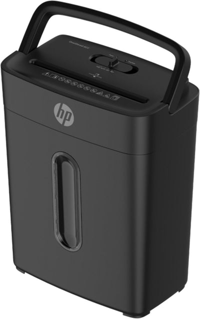 Destructora HP oneshred 6cc - 6 hojas din a4 - p-4 din66399 - trituradora de papel - 14 litros - asa plegable - oficina en casa - negra