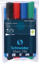 Schneider schrijfwaren schneider whiteboard stiften - maxx 290 - ronde punt - 4 stuks - voor whiteboard en flipover - s-129094