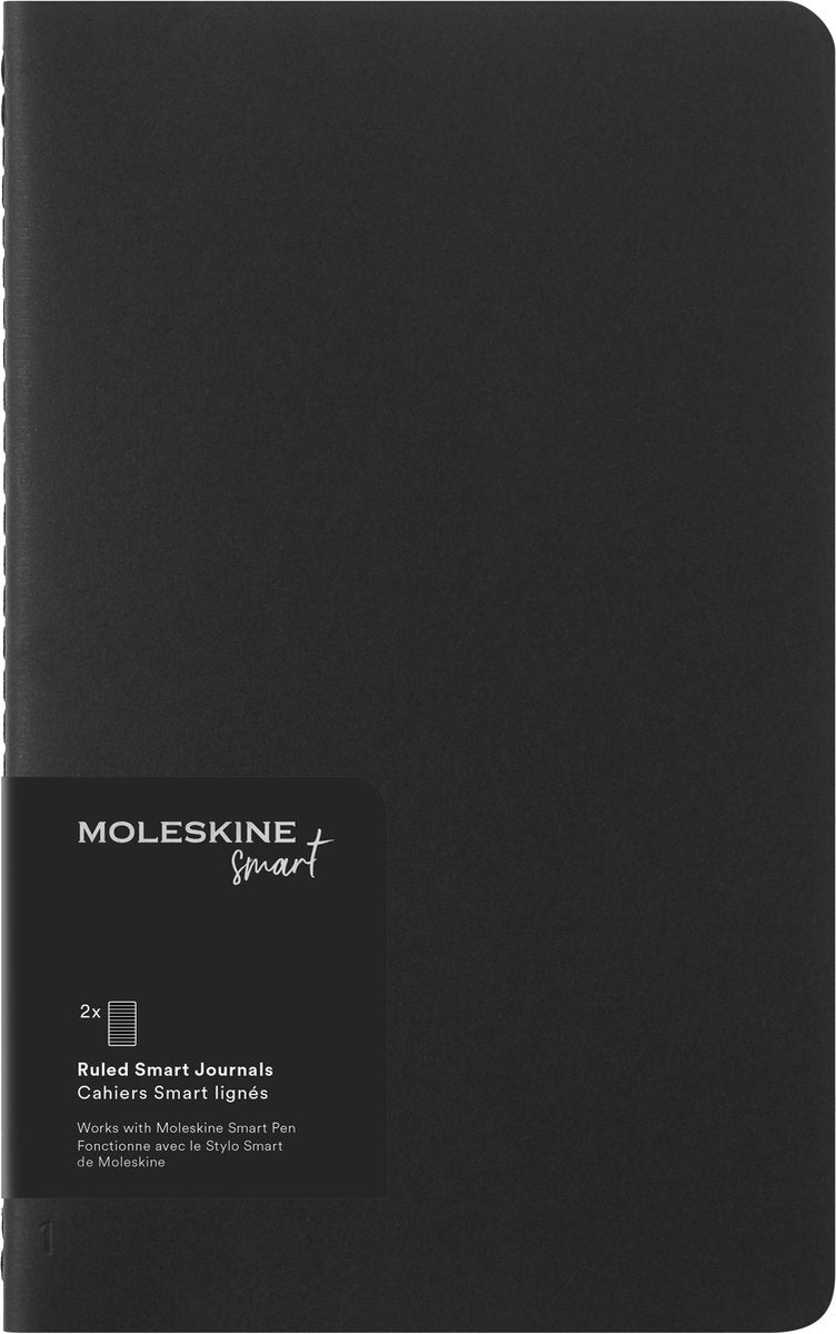 Moleskine notitieboek - smart collectie - cahier - large - zachte kaft - gelinieerd - zwart (set van 2)