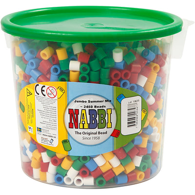 Perline termoadesive Nabbi, misura 10x10 mm, misura buco 5,5 mm, jumbo, colori standard, 2450 div 1 scatola