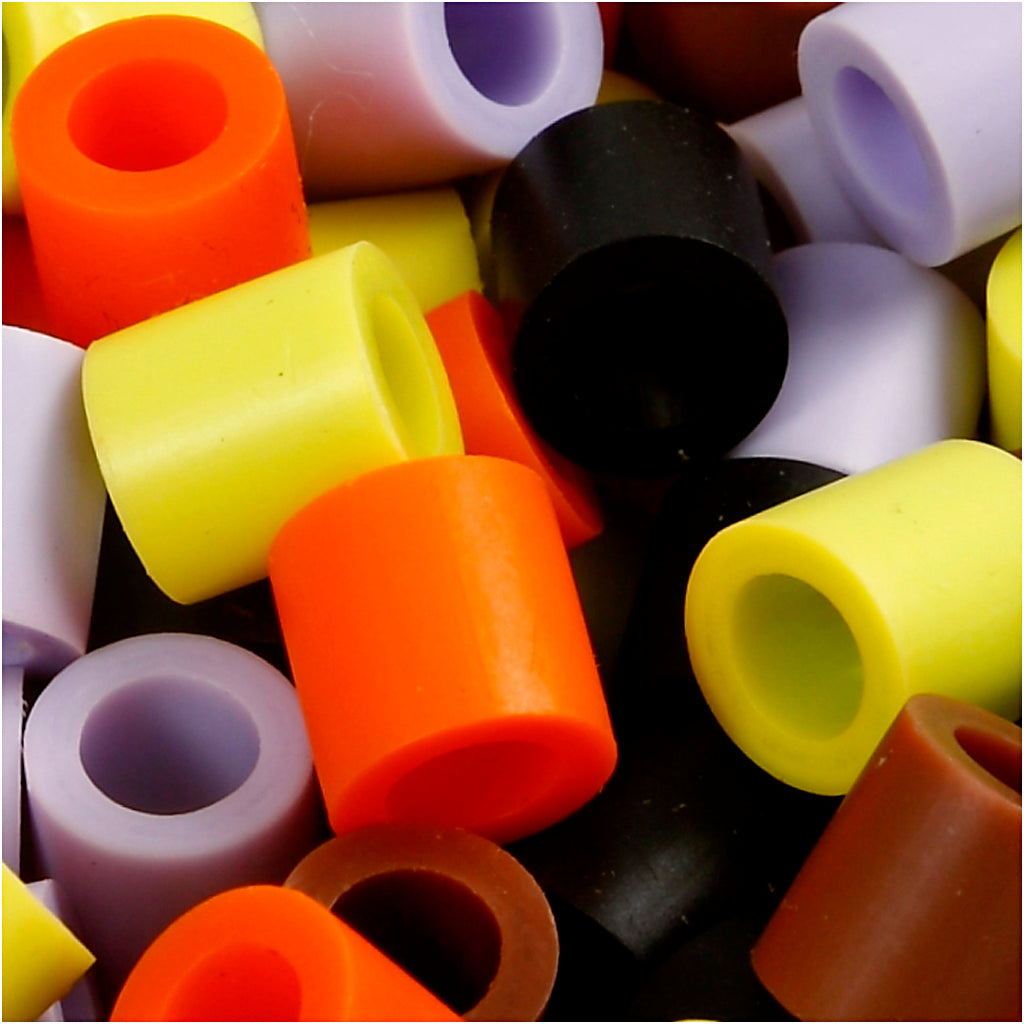 Perline termoadesive Nabbi, misura 10x10 mm, misura buco 5,5 mm, jumbo, mix autunnale, 2450 div 1 secchiello