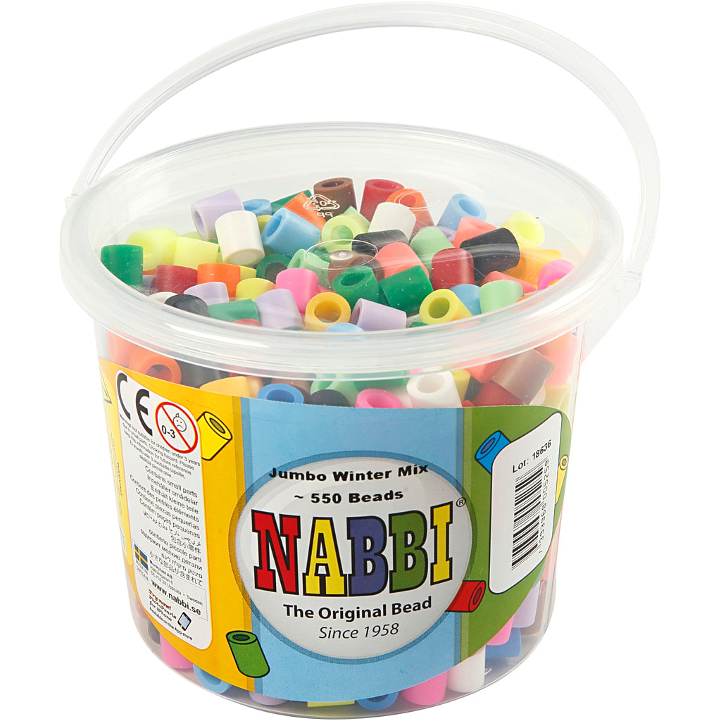 Perline termoadesive Nabbi, misura 10x10 mm, misura buco 5,5 mm, jumbo, colori extra, 550 div 1 scatola