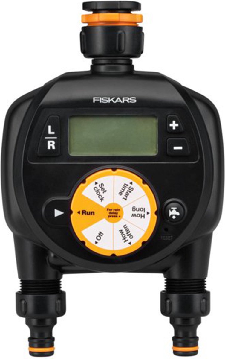 Fiskars - dubbele bewateringscontroller - ergonomisch - lcd scherm