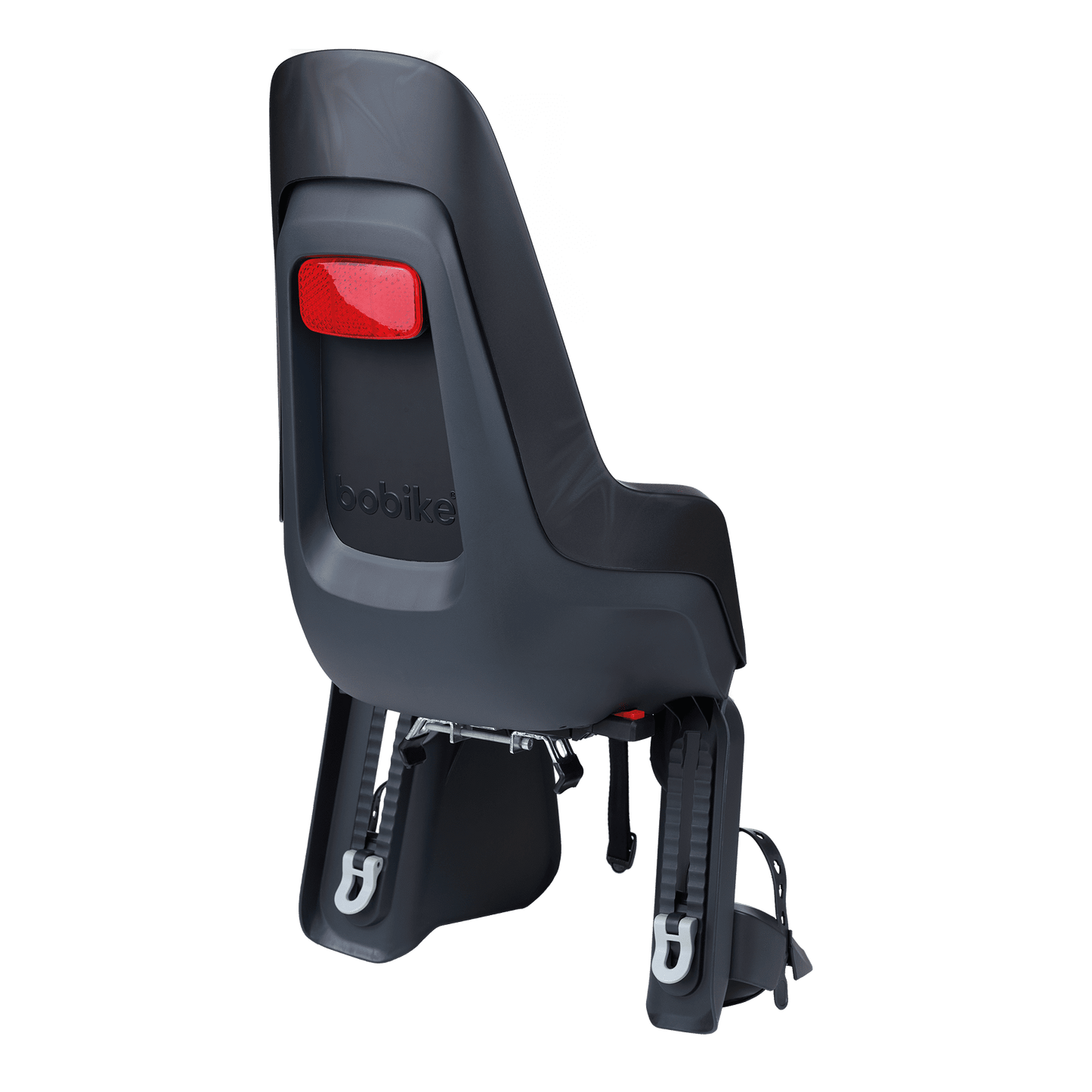 Asiento infantil de Bobike detrás de un maxi e-bd negro marrón