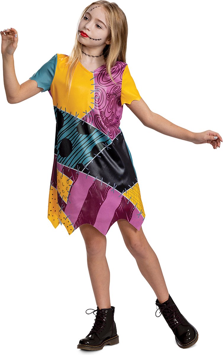 Disguise disney - nightmare before kerstmis, sally jurk basic plus, maat m (7-8 jaar), meisjes