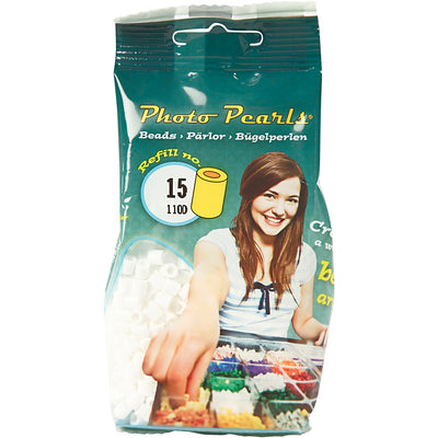 Perline fotografiche Nabbi, misura 5x5 mm, misura buco 2,5 mm, media, bianco (15), 1100 pezzi 1 scatola