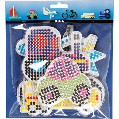 Placa base de la empresa Creativ, coche, avión, barco, tractor, autobús y bicicleta, dimensiones 9x9,5 + 11x16 cm, mediana, 6 piezas 1 caja