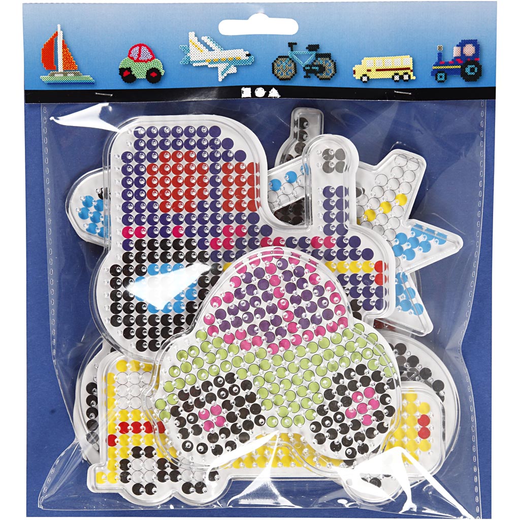 Piastra base Creative Company, auto, aereo, barca, trattore, autobus e bicicletta, dimensioni 9x9,5 + 11x16 cm, media, 6 pezzi 1 scatola